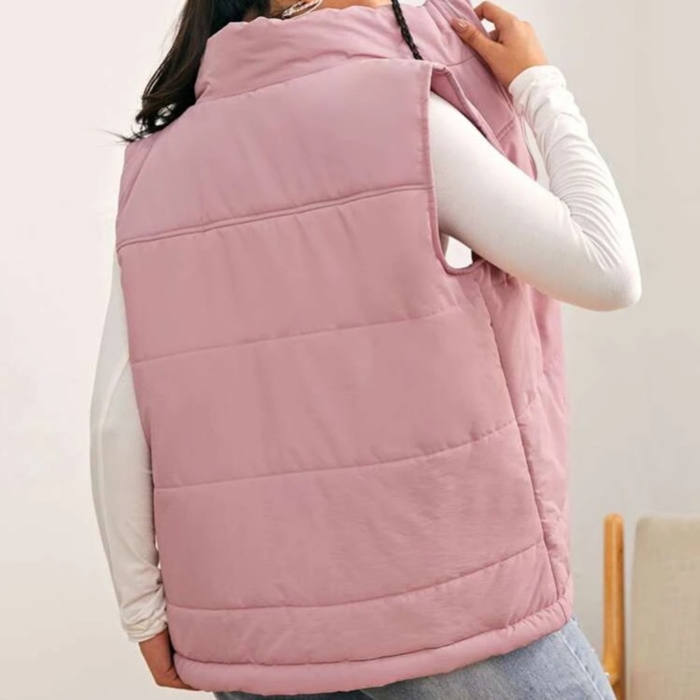 Dusty Pink Zip Up Winter Vest in M - Picture 2 of 4